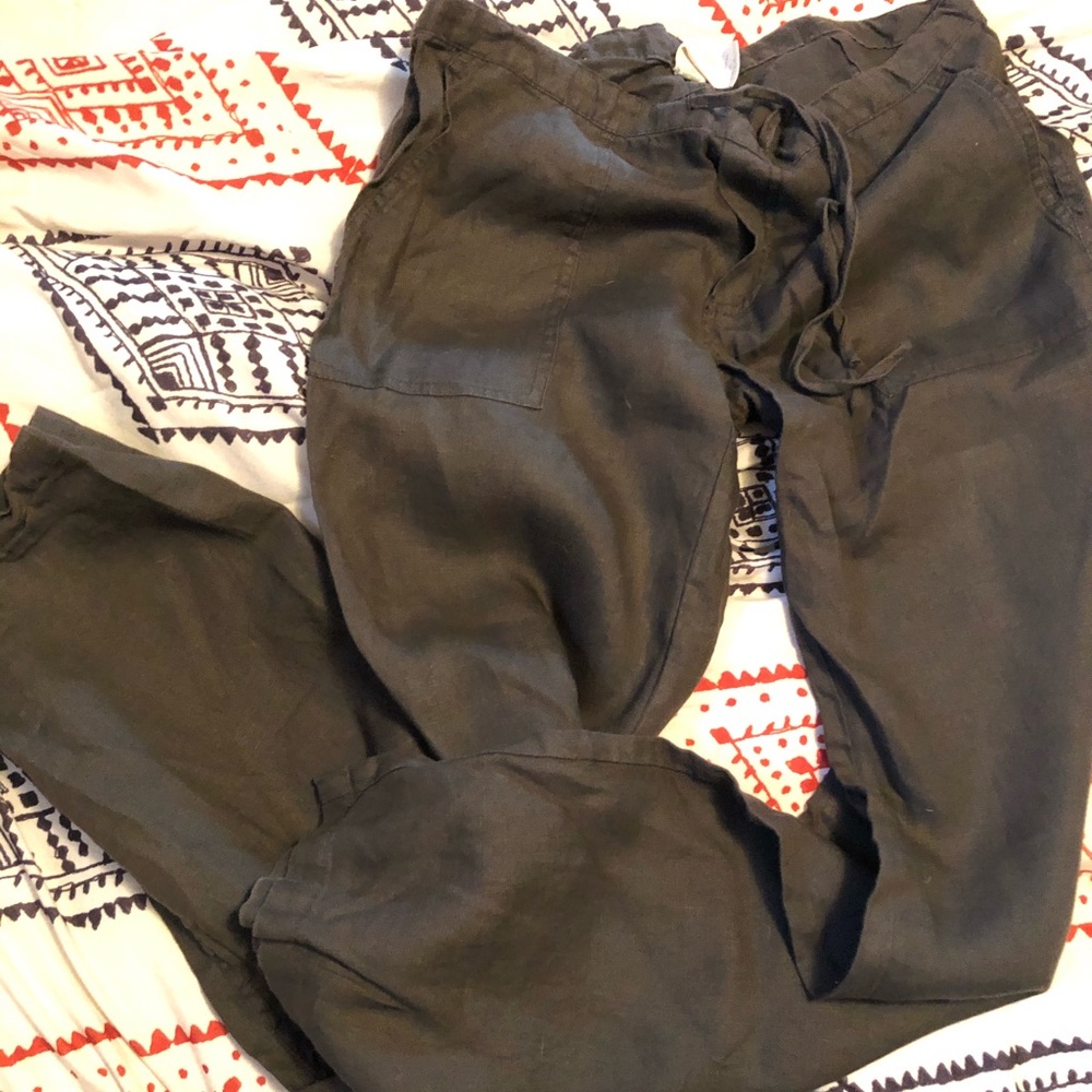 Olive Green Linen Pants